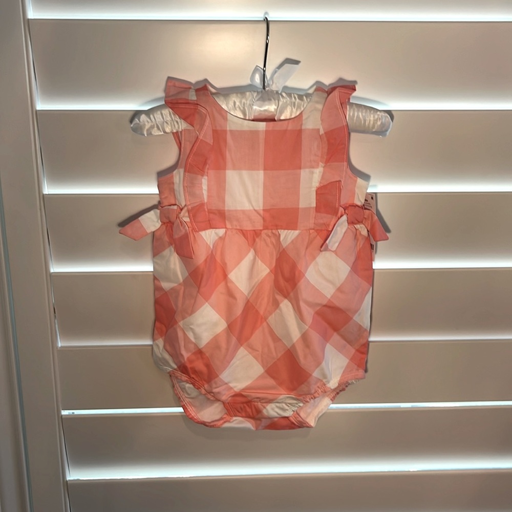 CARTERS pink gingham plaid romper NEW WITH TAGS